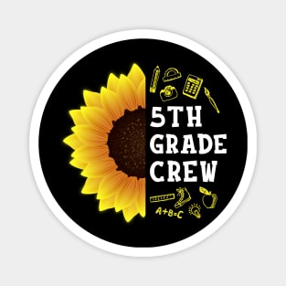 Fifth grade Crew Shirt First Day Preschool Back to School Sunflower Gift Magnet